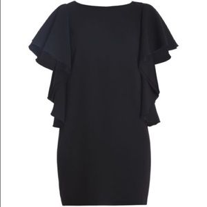 BCBGMAXAZRIA Black Solace Ruffle Sleeve Dress